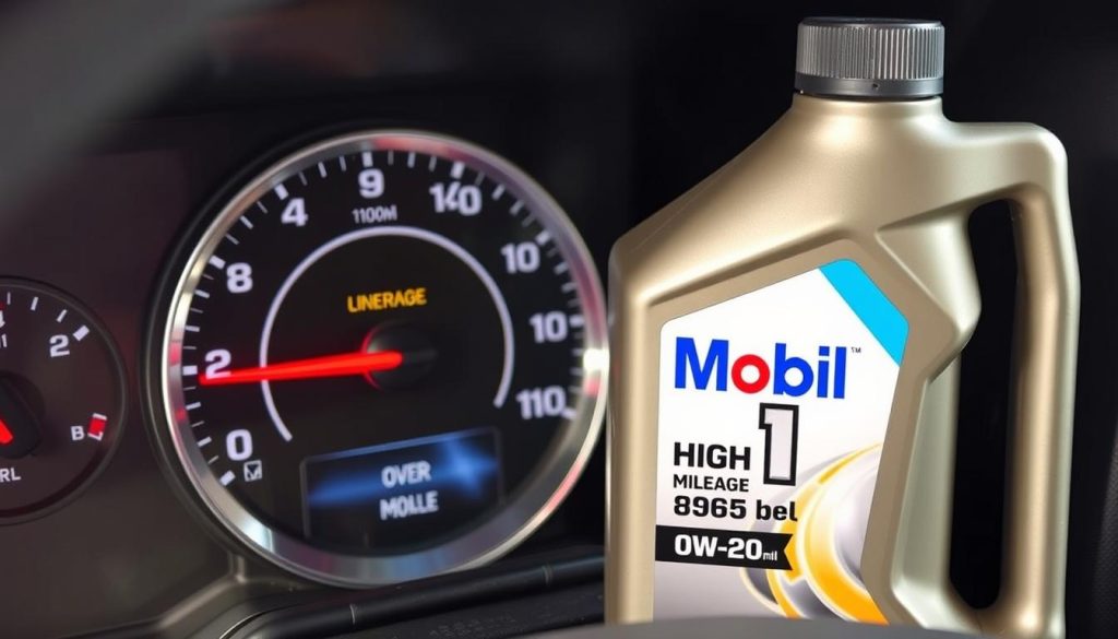 Mobil 1 High Mileage Full Synthetic 0W-20 oil with a high-mileage Chevy Silverado 1500 Mobil 1 High Mileage Full Synthetic 0W-20 oil with a high-mileage Chevy Silverado 1500